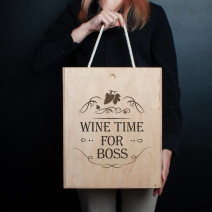 Коробка для вина на три бутылки "Wine time for boss"